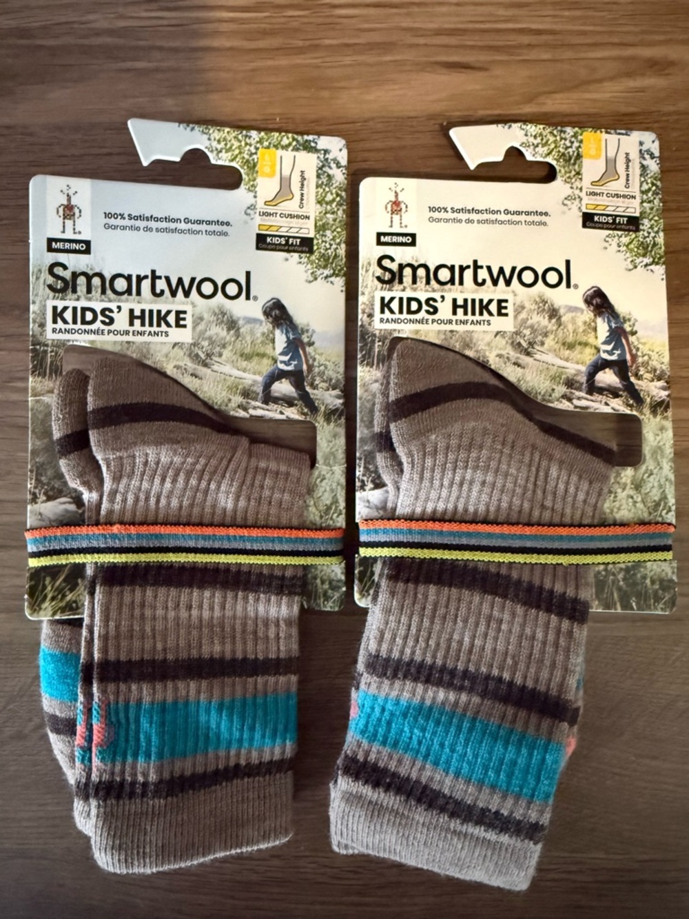 SmartWool Kids Hike striped crew socks • NWT • Kids large